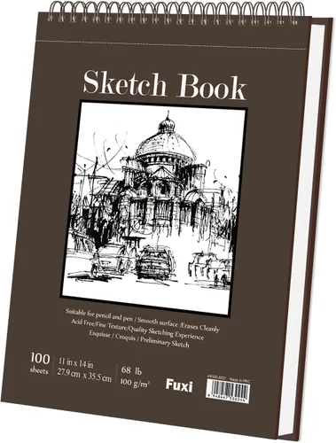Miniatura 32 de Cuaderno de bocetos de 9 x 12 pulgadas, bloc de bocetos con espiral superior, paquete de 4 blocs de 100 hojas cada uno