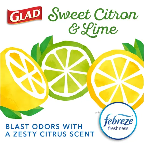 Miniatura 3 de Glad Bolsas de basura pequeñas con cordón de cocina, 4 galones, Febreze Sweet Citron & Lime, 34
