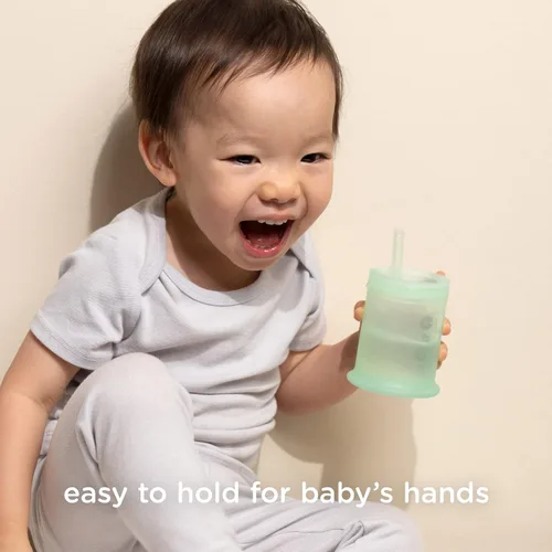 Miniatura 7 de Olababy Taza de entrenamiento de silicona con tapa con popote Taza para beber agua para bebés 6+ meses de bebé a 12-18 meses Taza para beber