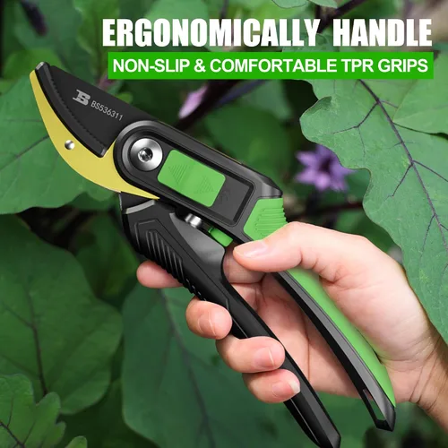 Miniatura 4 de Tijeras de podar de derivación de 8.5 pulgadas, tijeras de jardinería, podadoras, herramientas afiladas de revestimiento de teflón SK5 con tira