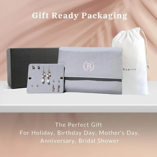 Miniatura 8 de COSMIYA Joyero de viaje personalizado con inicial, regalos personalizados con monograma para mujeres, regalos de propuesta de dama de honor