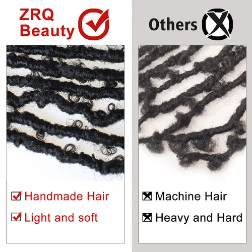 Miniatura 68 de ZRQ Butterfly Locs Cabello de Ganchillo Corto 6 Paquetes Negro Cabello Bob de Ganchillo 8 Pulgadas Locs Sintéticos Desordenados Desgastados Trenzas