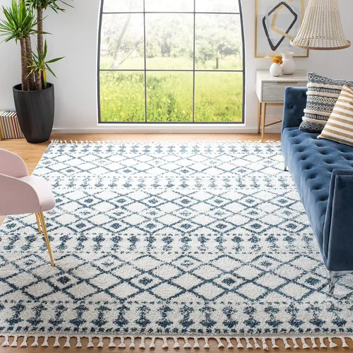 SAFAVIEH Berber Fringe Shag Collection - Alfombra de área de 9 pies 1 pulgadas x 14 pies, diseño marroquí, no desprende pelusa y de fácil cuidado,