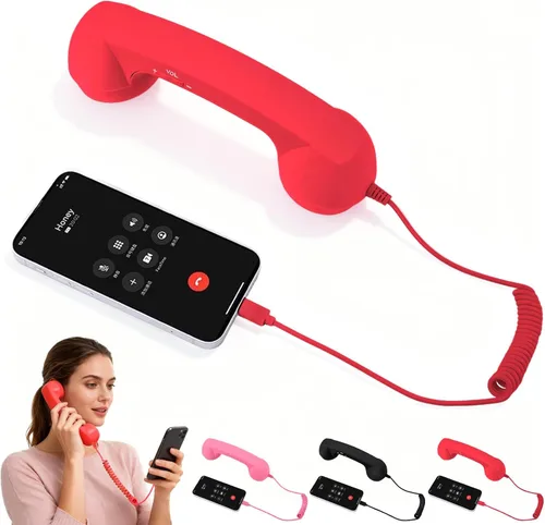 Miniatura 7 de Auricular retro para iPhone y Android, receptor de teléfono celular con micrófono y altavoz, auricular retro, cómodo receptor de estilo telefónico