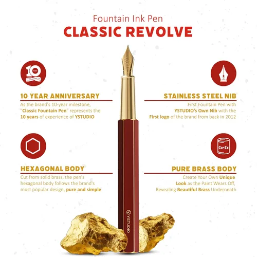 Miniatura 2 de Y-studio YS-STAT-42 Classic Revolve - Pluma estilográfica, talla M, color rojo