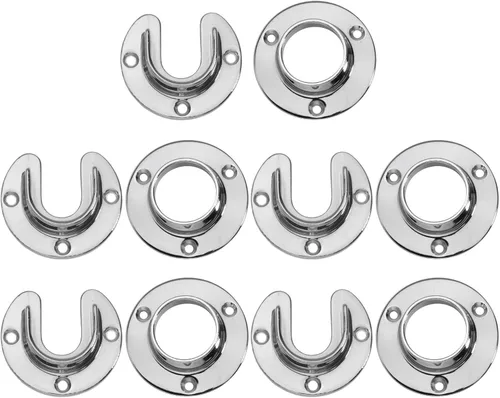 Miniatura 9 de Soporte de extremo de barra de acero inoxidable resistente con tornillos (cromo plateado, 1 juego)