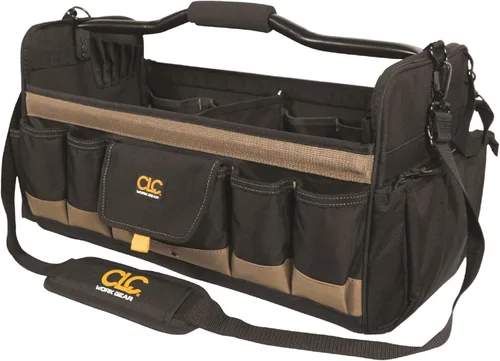 Custom Leathercraft WORK GEAR 1579 - Caja de herramientas de cara suave, 20 pulgadas, parte superior abierta, 27 bolsillos