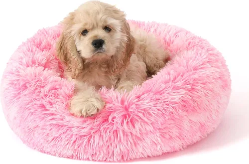 Miniatura 22 de NOYAL Cama Calmante en Forma de Rosquilla para Perros Pequeños a Medianos y Gatos - Cama para Mascotas de Felpa de Piel Sintética Anti-Ansiedad