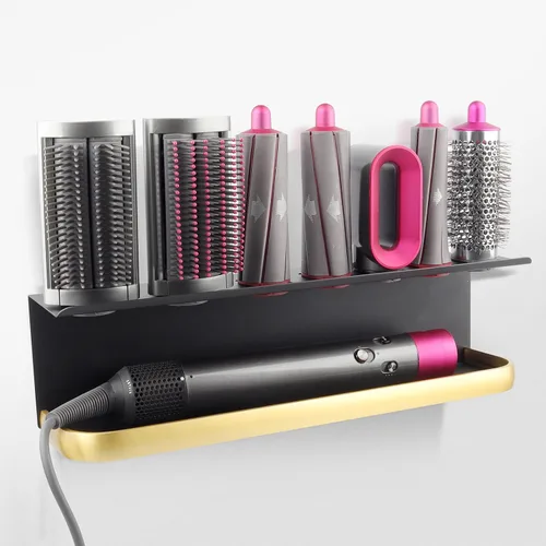 Miniatura 10 de Soporte de almacenamiento para Dyson Airwrap Rizador Accesorios de montaje en pared Soporte de estante con adhesivo para el hogar Organizador