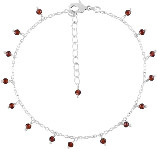 Yanara Tobilleras de piedras preciosas para mujer, piedra natal natural, chapada en plata, joyería hecha a mano en 8.5 + 1.5 pulgadas, cristales de