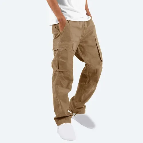Miniatura 2 de Muscularfit Mens Cotton Cargo Pants Casual Multi Pockets Solid Sweatpants Trouser Comfort Stretch Waist Outdoor Tactical Pant