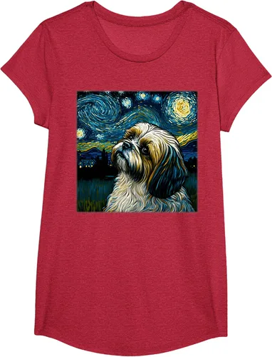 Miniatura 43 de Camiseta Surrealism Starry Night Shih Tzu Dog
