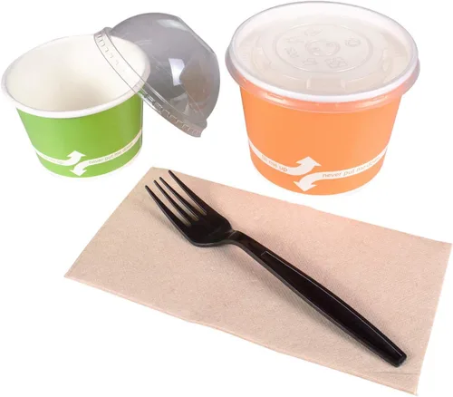 Miniatura 7 de Karat Tenedores de plástico resistentes envueltos individualmente, tenedores desechables resistentes para restaurantes y camiones de comida