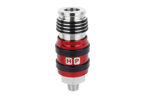 Miniatura 2 de Milton Acoplador universal de escape de seguridad 2 en Uno: 1/4" MNPT x 3/8" flujo corporal, rojo