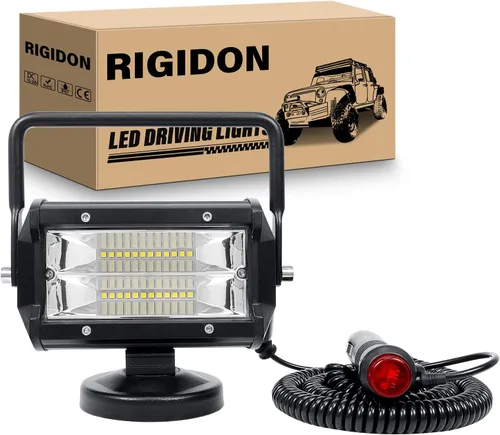 Miniatura 12 de RIGIDON Luz de trabajo LED de 4 pulgadas y 48 W con base magnética, luz cuadrada impermeable, 12 V, 24 V, iluminación todoterreno, luces antiniebla