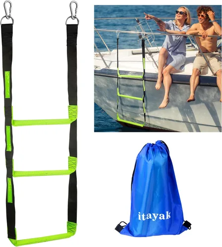 itayak Escalera de cuerda para lancha de 3 escalones, escalera plegable de cuerda de escalada al aire libre para barco inflable, pontón, velero,