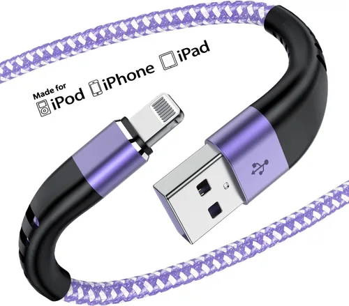 Miniatura 14 de Essri 3 cables de carga cortos de 1 pie para iPhone, con certificación MFi, cables Lightning fuertes de nailon trenzado, carga rápida USB para Azul