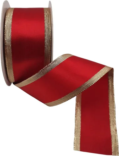 Miniatura 18 de Cinta de raso con alambre reversible rojo verde para decoración de Navidad, arco de corona, manualidades florales, 2 – 1/2 pulgadas X 10 metros N1109