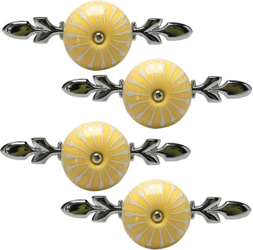 uxcell 4 pomos de cerámica vintage pomo cajón tirador manija muebles puerta armario armario aparador decoración amarillo