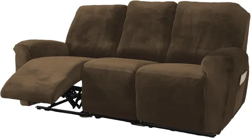 Miniatura 13 de NORTHERN BROTHERS Velvet - Funda para sofá reclinable de 3 plazas, 8 piezas, funda elástica y antideslizante, lavable, apta para mascotas y niños