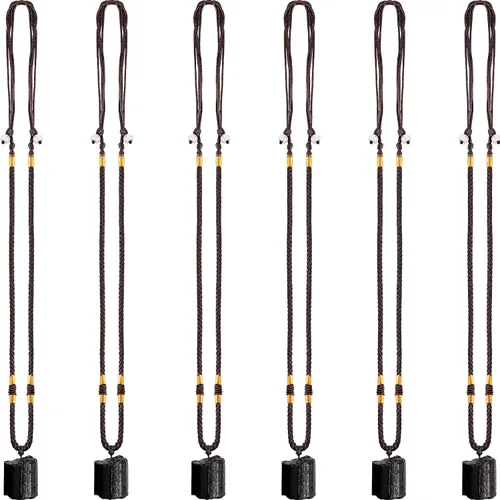 Hicarer Collar de turmalina negra natural, 6 piezas, colgante de amuleto de turmalina, colgante de pilar, collar de cristal curativo para mujeres y