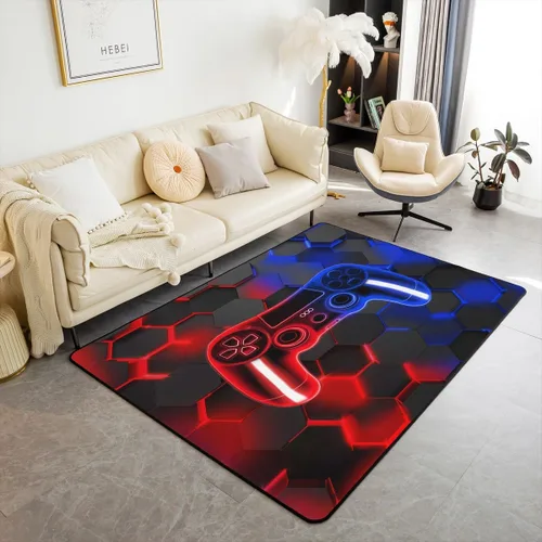 Miniatura 24 de Feelyou Alfombra de sala de estar, 3 x 5 pies, diseño geométrico para niños, diseño moderno a rayas, para interiores, antideslizante, con diseño