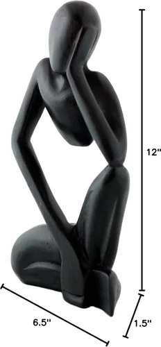 Miniatura 8 de G6 Collection Estatua abstracta de madera de 12 pulgadas hecha a mano para pensar, hombre pensante, arte moderno, decorativo, único, decoración