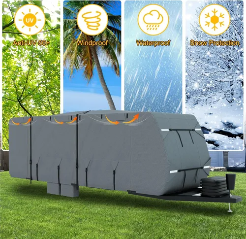 Miniatura 7 de Mofeez Cubierta para cámper, extragruesa, 7 capas, de 16 a 18 pies, resistente al viento, impermeable, antidesgarros, parches adhesivos