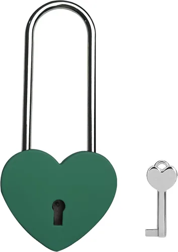 Love Lock - Candado de corazón, 1.969 in, 3.5 pulgadas, pintura de goma, color rojo, con llave para valla, puente, amantes, boda, aniversario,