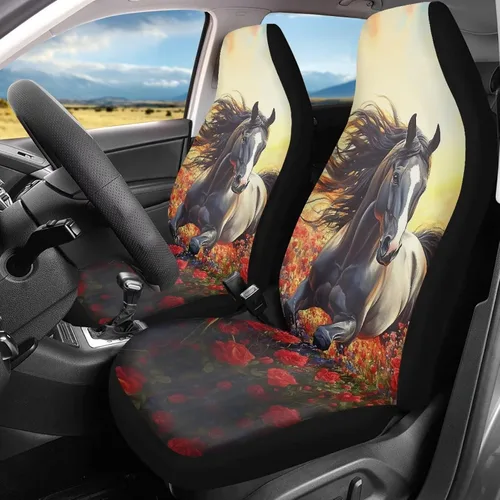 Miniatura 21 de Bulopur Art Horse - Juego de 2 fundas universales para asientos delanteros de automóvil, protectores enteros adecuados para la mayoría