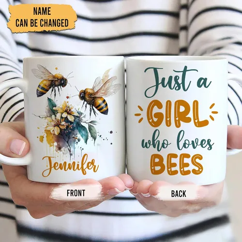 Miniatura 2 de Hyturtle Regalos personalizados para amantes de las abejas, taza de café de cerámica con nombre personalizado de 11 onzas, idea de regalos lindos