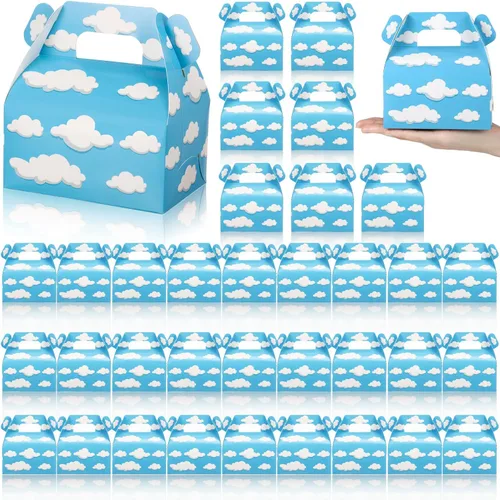 Tinlade Cajas de golosinas de cielo azul con nubes blancas, bolsa de dulces a dos aguas de dibujos animados, suministros de fiesta temática de