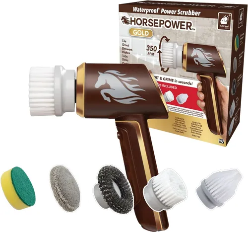 Depurador de caballos de fuerza Gold Edition, mayor duración de la batería, energía eléctrica, recargable, gira 350 RPM, impermeable, 5 cabezales de