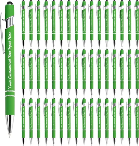 Miniatura 37 de Bolígrafo personalizado, 50 bolígrafos personalizados, grabado a granel con logotipo de nombre, lápiz digital de tinta negra suave con toque