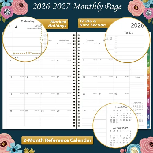 Miniatura 3 de Agenda 2026-2027, semanal y mensual, julio 2026 a junio 2027, planificadores calendario 2026-2027, 9 x 11 pulgadas, papel premium, encuadernación