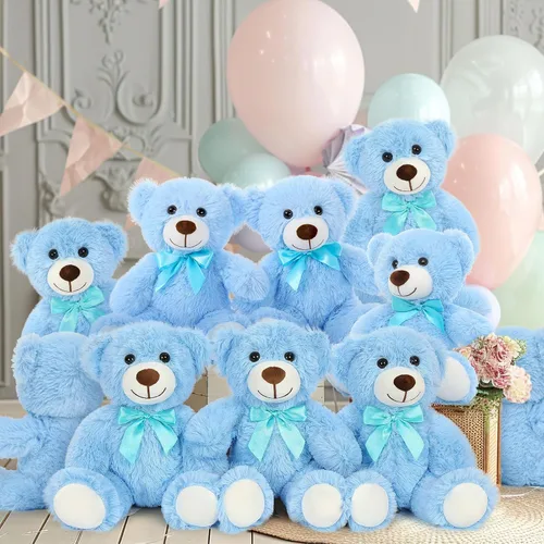 Miniatura 4 de MaoGoLan - Osos de peluche, paquete de 3 osos de peluche, regalo de cumpleaños o centro de mesa para niñas, 13.5 pulgadas Azul