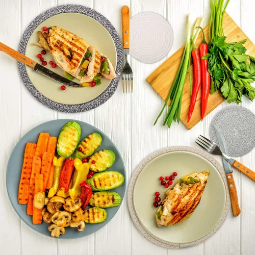 Miniatura 6 de Salvamanteles para platos calientes, ollas y sartenes, almohadillas calientes de 8 pulgadas, 5 piezas, soportes para ollas para cocina, tapete Marrón