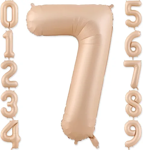 Miniatura 16 de Globos con el número 2, 2 globos, 2 globos de número 40 pulgadas, globos grandes de aluminio beige grandes para fiestas de cumpleaños, bodas, Beige 2
