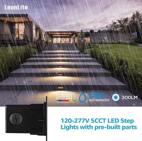 Miniatura 2 de LEONLITE Update 5CCT - Luces LED para escalones de 120-277 V, regulables 4.5 W 300 lúmenes, antirreflejos, luces LED para escalones de terraza