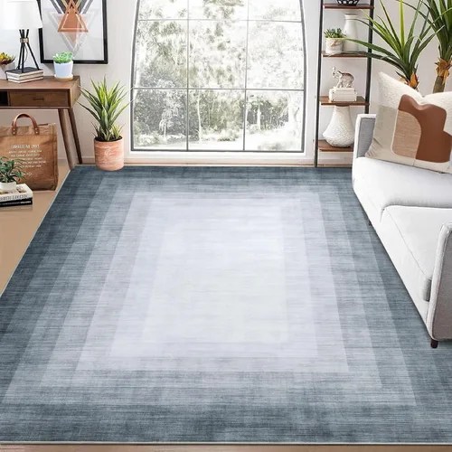 Miniatura 17 de WESTLOOM Alfombra de pasillo de 2 x 6 pies, lavable, moderna, con bordes, antideslizante, resistente a las manchas, borde geométrico, alfombra