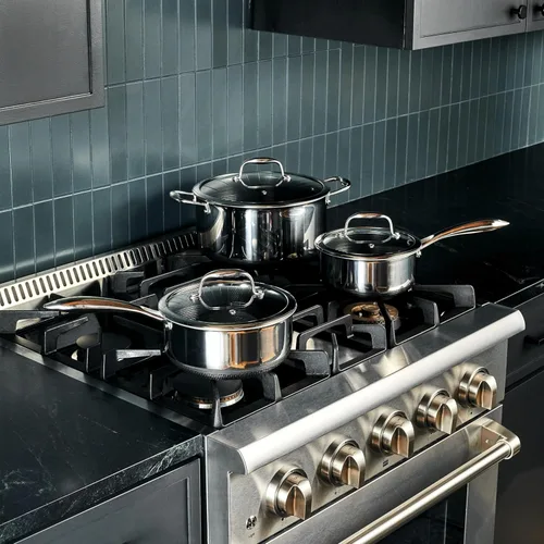 Miniatura 3 de HexClad Hybrid - Juego de utensilios de cocina antiadherentes de 10 piezas, wok de 12", parrilla de 12", ollas de 2, 3 y 8 Qt con tapas, y 2
