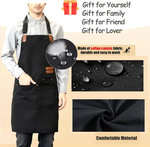 Miniatura 4 de BeautyWill Delantal personalizado personalizado para hombres y mujeres, delantales de cocina personalizados con bolsillos, nombre, texto, logotipo