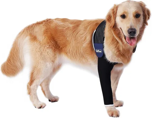 Miniatura 9 de Manga de pierna delantera para perro, XL, cómoda, material transpirable, banda elástica ajustable, para puntos calientes, heridas, vendajes