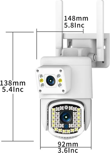 Miniatura 9 de Cámara de seguridad PTZ para exteriores con doble lente, cámara de vigilancia WiFi de 4MP con visión nocturna, detección de movimiento, seguimiento