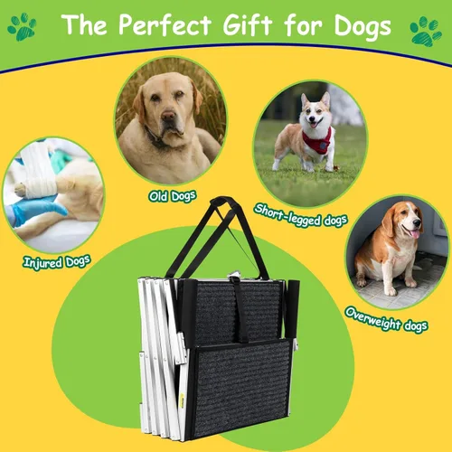 Miniatura 3 de Escaleras para perros con barandilla para perros grandes, escalón extra ancho de 20 pulgadas, 4 escalones de 34 pulgadas con superficie