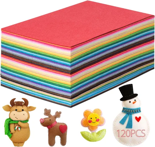 Simetufy - 120 hojas de fieltro de 8 x 12 pulgadas a granel, 40 colores cuadrados de tela de fieltro rígido para manualidades de costura, patchwork,