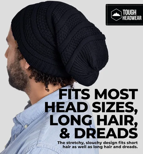 Miniatura 5 de Slouchy Cable tejido Gorro de lana por Tough Headwear – Gorro de lana de gran tamaño Sombreros Gorros Graves Sombreros Para Hombres y Mujeres