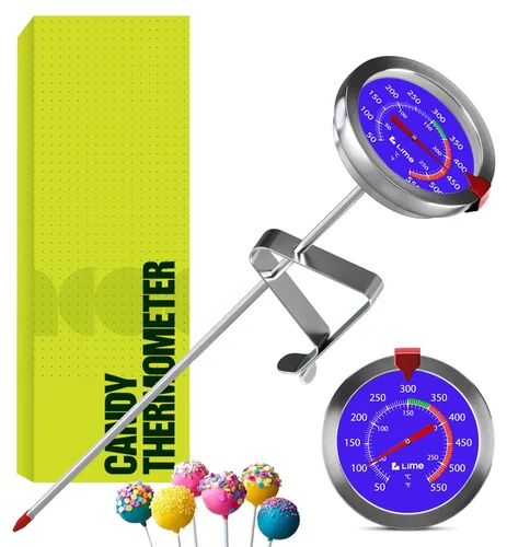 CRAFT911 Termómetro de caramelo con clip para olla, esencial para cocinar, termómetro de aceite de freír de 8 pulgadas, color azul
