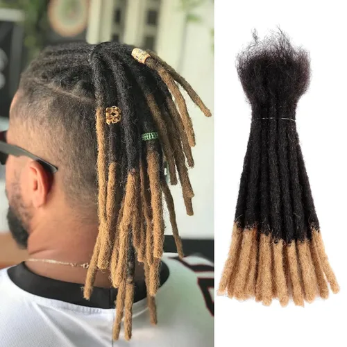Miniatura 8 de Viovian Extensiones de rastas de 0.23 pulgadas de cabello humano de 6 pulgadas, 20 hebras ombré, extensiones de cabello humano para hombres, 1b/27
