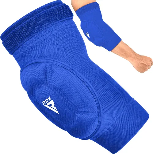 Miniatura 9 de RDX Almohadillas para codo, protector de codo para Muay Thai MMA Kickboxing Sparring, protección de golpes para artes marciales, manga acolchada